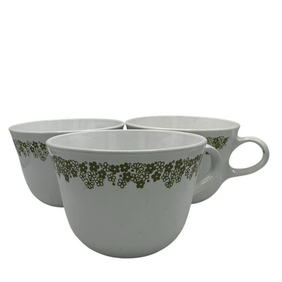 Vintage Corelle Pyrex Spring Blossom Crazy Daisy Coffee Cups Set of 3 - Picture 1 of 4